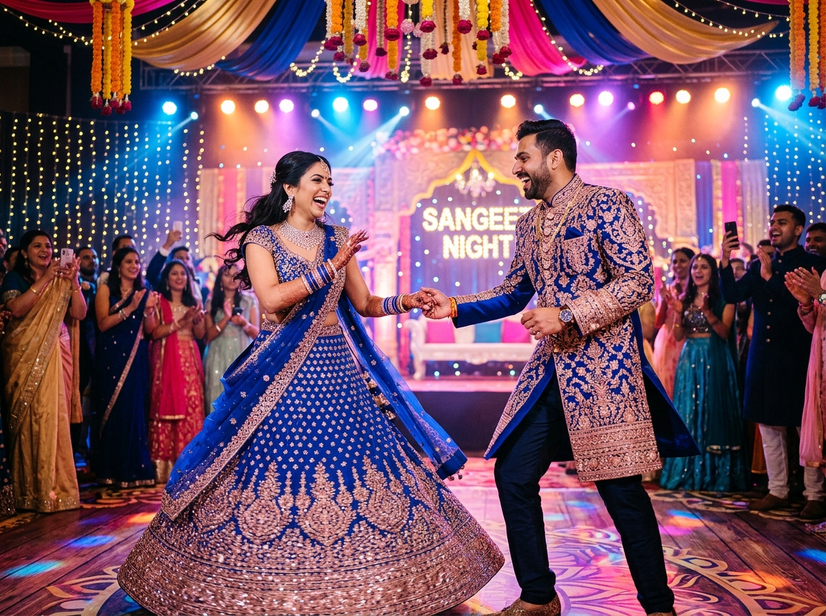 Candlelit Sangeet Stage & Dance Celebration